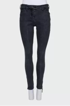 Mid-rise grey skinny jeans