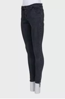 Mid-rise grey skinny jeans