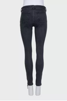 Mid-rise grey skinny jeans