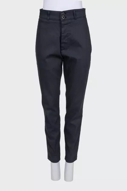 Blue tapered high-waist trousers