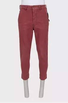 Men's red button-down jeans