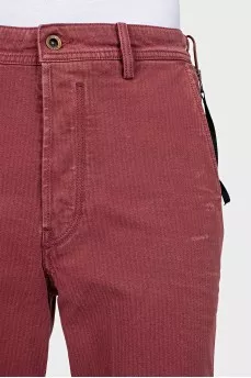 Men's red button-down jeans