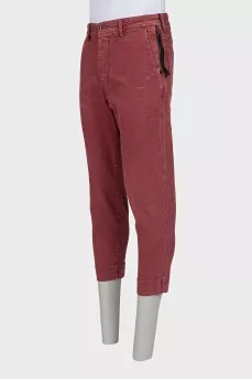 Men's red button-down jeans