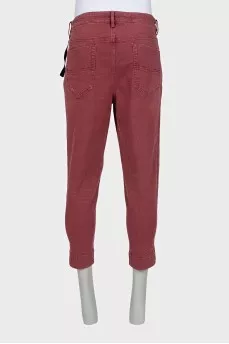 Men's red button-down jeans
