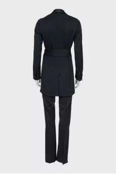Black wool suit with a long jacket