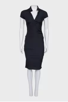Black silk bodycon dress