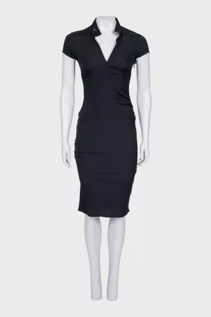 Black silk bodycon dress