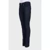 Blue straight-leg mid-rise jeans