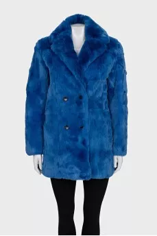 Blue rabbit fur coat
