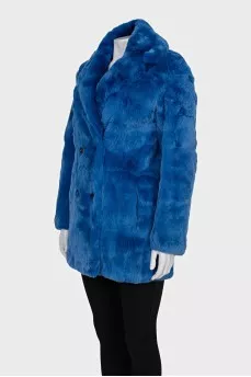 Blue rabbit fur coat
