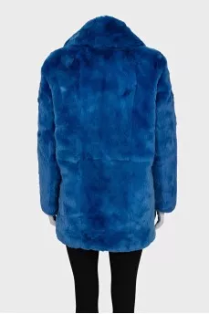 Blue rabbit fur coat