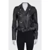 Leather jacket with silver hardware