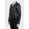 Leather jacket with silver hardware