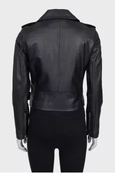Leather jacket with silver hardware