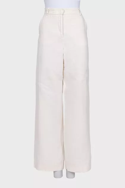 Beige wide-leg trousers