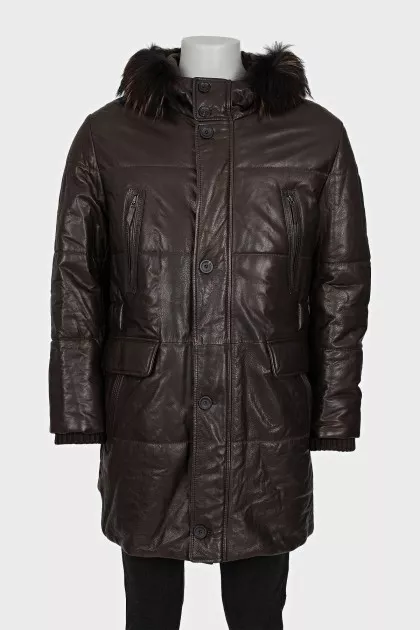 Men's leather jacket with tag