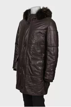 Men's leather jacket with tag