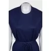 Blue ribbed dress with belt