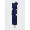 Blue ribbed dress with belt