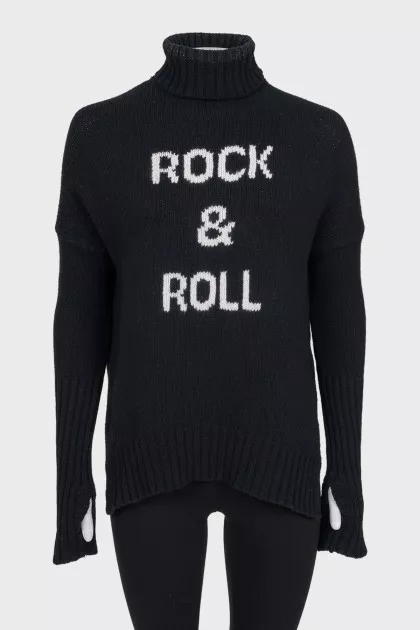 Wool sweater with contrast embroidery