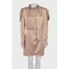 Satin dress with tie at the neck