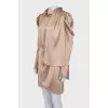 Satin dress with tie at the neck