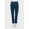 Tapered fit cropped blue jeans