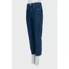 Tapered fit cropped blue jeans