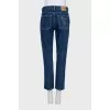 Tapered fit cropped blue jeans