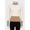 Knitted turtleneck with contrasting elements