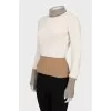 Knitted turtleneck with contrasting elements