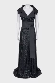 Black dress with a train