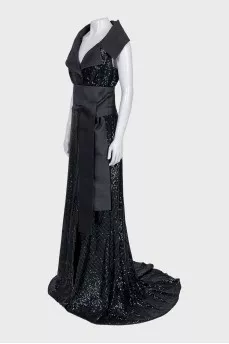 Black dress with a train