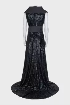 Black dress with a train