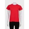 Red straight-cut T-shirt