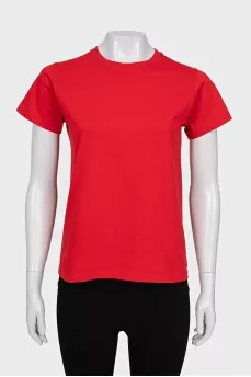 Red straight-cut T-shirt