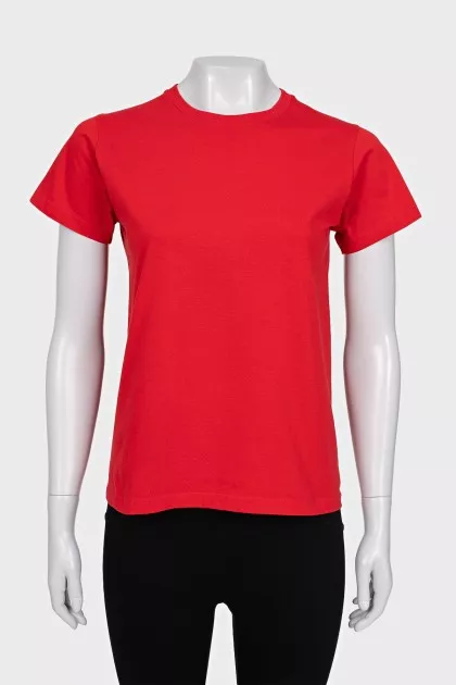 Red straight-cut T-shirt