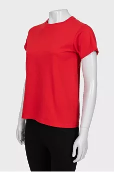 Red straight-cut T-shirt