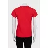 Red straight-cut T-shirt
