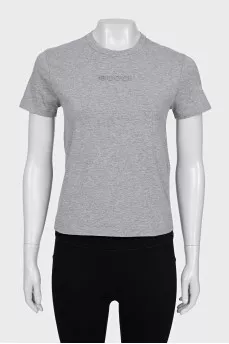 Gray T-shirt with embossed logo