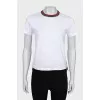 T-shirt with accent collar and tag
