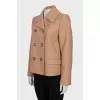 Short double-breasted wool coat