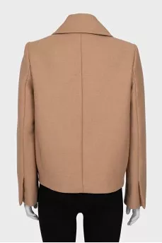 Short double-breasted wool coat