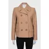 Short double-breasted wool coat