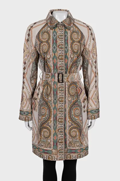 Cropped paisley print coat