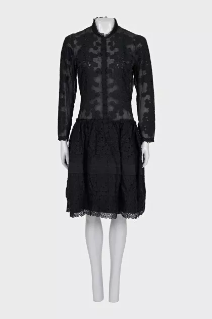 Black dress with lace flowers