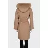 Wool coat with a fur hood