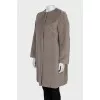 Gray fur coat without a collar