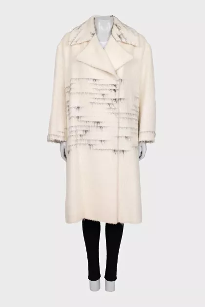Long-pile striped coat