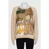 Alpaca and silk jumper with print